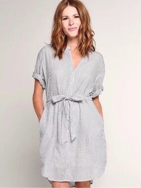 Xirena roxy button down striped shirt dress size extra small